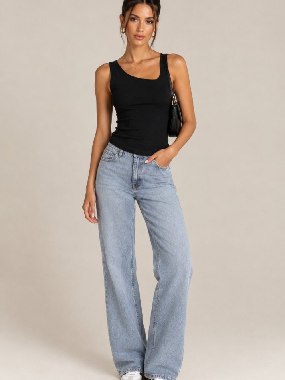 Zara Black Cotton Knit Tank